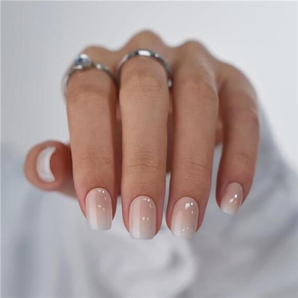 Square Ombre Press On Nails -Soft Gel Press On Nails Short with Nail Glue - Picture 1 of 7